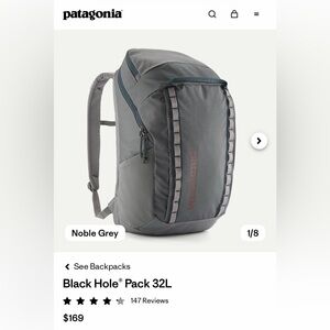 NWT Patagonia Black Hole Backpack 32L Noble Grey
